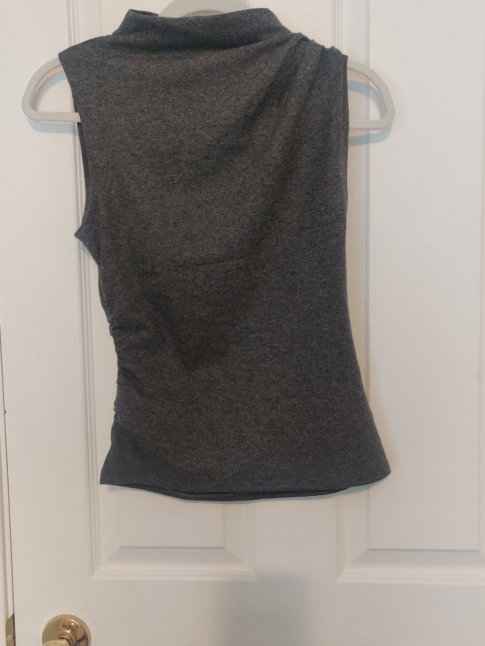 Veronica Beard Mylie Dark Charcoal Sleeveless Mock Neck Tank